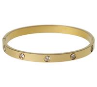 Liars & Lovers Gold Plated Crystal Inset Hinged Bangle