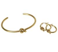 Liars & Lovers Gold Tone Knot Hoop Earrings and Bangle Set