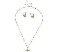 Liars & Lovers Gold Tone T-Bar Earrings and Necklace Set