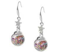 Liars & Lovers Silver Tone Glitter Ball Drop Earrings