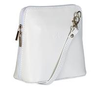 LiaTalia Genuine Vera Pelle Women Cross body Italian Leather Small Mini Shoulder Bag Handbag - ABBY [White]