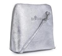 LiaTalia Stylish Genuine Italian Leather Small Crossbody Bag for Women - Handmade in Florence Tuscany - Abby (Metallic - Silver)