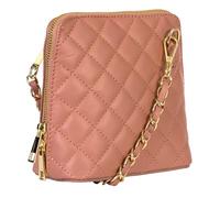 LiaTalia Stylish Genuine Italian Leather Small Crossbody Bag for Women - Handmade in Florence Tuscany - Abby (Quilted Salmon Pink)