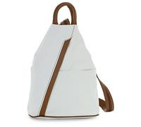 LiaTalia Unisex Backpack Bag - 100% Soft Italian Leather - Convertible Strap to Use as a Sling Handbag - Small Rucksack Duffle Bag - ALEX [White - Tan Trim]