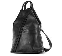 LiaTalia Unisex Backpack Bag - 100% Soft Italian Leather - Convertible Strap to Use as a Sling Handbag - Small Rucksack Duffle Bag - ALEX [Black]