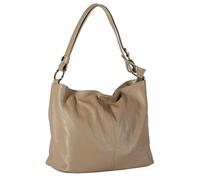 LiaTalia Womens Genuine Italian Leather Medium Size Shoulder Hobo Bag - Adjustable Long Strap Handbag - Emmy [Medium Taupe]
