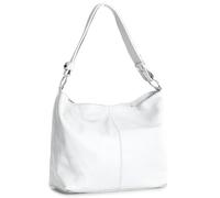 LiaTalia Womens Genuine Italian Leather Medium Size Shoulder Hobo Bag - Adjustable Long Strap Handbag - Emmy [White]