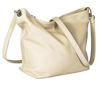LiaTalia Womens Shoulder Bag - Soft Grained Leather Bag - Medium Size Hobo Handbag Purse Made with 100% Italian Leather - Adal [Cream]