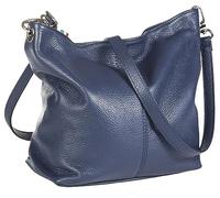 LiaTalia Womens Shoulder Bag - Soft Grained Leather - Medium Size Hobo Handbag Purse Made with 100% Italian Leather - Adal [Navy]