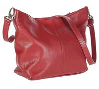 LiaTalia Womens Shoulder Bag - Soft Grained Leather - Medium Size Hobo Handbag Purse Made with 100% Italian Leather - Adal [Red]