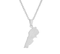 Liban Map With Cities Name Pendants Necklaces For Women Men Lebanon Map Chain Jewellery Lebanese Patriotic Gift (Silver Colour,60cm Chain)