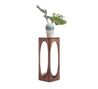 LIBANGRONG-888 Vase Bonsai Base Living Room Floor Standing Marble and Black Walnut Flower Rack, for Indoor Household Bonsai Base Display Stand Base(Small)