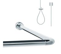 Libaro Universal L & U Shape Shower Curtain Rail - Rustproof Aluminium Corner Shower Pole for Bathtub & Shower - Includes Adjustable Ceiling Support (1.50 m)
