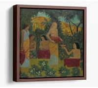 Libations five figures in a mythical forest by Paul serusier Canvas Floater Frame Square Print Picture Art - Walnut Frame 30 inch wide x 30 inch high