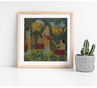 Libations five figures in a mythical forest by Paul serusier Stunning Framed Wall Art Picture Print Square - 45cm wide x 45cm high - Light Oak Frame