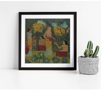 Libations five figures in a mythical forest by Paul serusier Stunning Framed Wall Art Picture Print Square - 25cm wide x 25cm high - Black Frame
