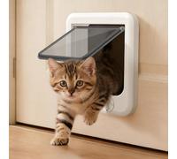 LIBBEPET Cat Door Interior Door, Push & Turn 4-Way Lock Indoor Cat Doors, Reinforced ABS Frame Pet Doors for Cats Up to 11 lbs, Easy DIY Installation for Interior and Exterior Doors, Medium