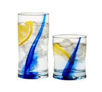 Libbey 99104 Blue Ribbon Tumbler and Rocks Glass Set, 16 Piece Drinkware Glasses Set, Clear Dishwasher Safe Rock and Tumbler Glasses Set
