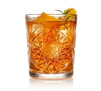 Libbey Hobstar Double Old Fashioned Glasses 12oz / 340ml - Set of 4 - Vintage Cut Glass Whisky Tumblers by