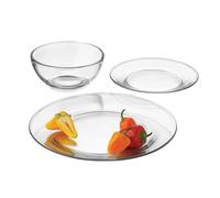 Libbey Round 12 Piece Glass Dinnerware Set, Stackable Glass Plate and Bowl Set w/Round Shape, Modern Plates and Bowls Sets for Gatherings, and Everyday Use