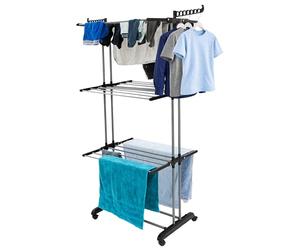 Libbi Lou 4 Tier Clothes Airer Movable and Lockable Wheels Laundry Rack for Indoor Outdoor with Foldable Wings