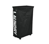 Libbi Lou 55L Black Laundry Tote Bag with Wheels | Wheeled Laundry Basket | Slim Design | 63.5x40.5x20cm