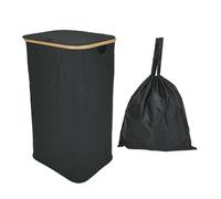 Libbi Lou Black Bamboo Laundry Basket Storage Hamper with Removeable Inner Bag | 100L | 43x32x75cm