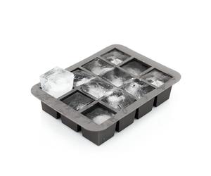 Libbi Lou Black Silicone 12 Square Ice Cube Tray - Flexible, Easy Release Ice Cube Moulds - Perfect for Whiskey, Cocktails & Cold Drinks (12 Cubes (Square))