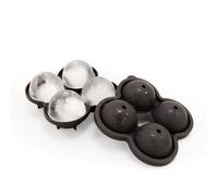 Libbi Lou Black Silicone 4 Sphere Ice Cube Tray - Flexible, Easy Release Ice Ball Maker Moulds - Perfect for Whiskey, Cocktails & Cold Drinks Round Ice Balls - BPA Free