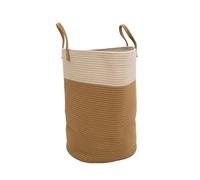 Libbi Lou Cotton Rope Storage Basket - 72L Soft Woven Laundry Bakset Hamper - Rope Basket for Bedroom, Bathroom or Nursery - Beige & White - 50x38x38cm