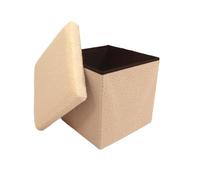 Libbi Lou Cream Teddy Boucle Foldable Footstool/Ottoman Storage Box | 38 x 38 x 38 cm | Ottoman for Home, Office or Bedroom | Store up to 20kg (Cream)