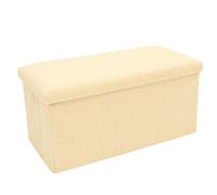 Libbi Lou Cream Teddy Boucle Foldable Footstool/Ottoman Storage Box | 76 x 38 x 38 cm | Ottoman for Home, Office or Bedroom | Store up to 40kg