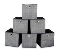 Libbi Lou Fabric Storage Cube Boxes Set of 6 | Fit Cube Storage Unit Fabric Box Grey | Clothes Storage Box | 30x30x30cm