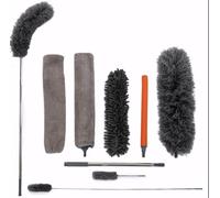 Libbi Lou Feather Duster with Extension Pole - 5pcs Interchangeable Dusters | No Scratch to Ceiling | Washable Heads | Cleaning Brush Duster 30-100in.
