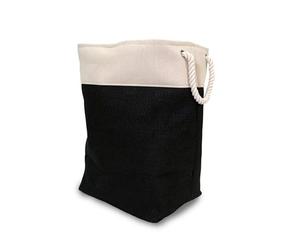 Libbi Lou Large Laundry Basket with Handles - 78L Foldable Laundry Hamper Fabric Washing Bin - Collapsible Clothes Storage Bag for Bedroom, Bathroom, or Dorm - Black & Beige