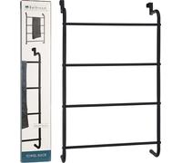 Libbi Lou Over The Door Towel Rail Black 4 Tier Towel Rack, Hanging Metal Towel Rack Holder with 4 Bars, Over Door or Wall Mounted Towel Storage Bathroom Towel Rack 73x43cm