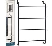 Libbi Lou Over The Door Towel Rail Black 4 Tier Towel Rack, Hanging Metal Towel Rack Holder with 4 Bars, Over Door or Wall Mounted Towel Storage Bathroom Towel Rack 73x43cm