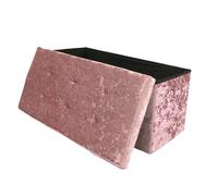 Libbi Lou Pink Velvet Foldable Footstool/Ottoman Storage Box | 76 x 38 x 38 cm | Footstool for Home, Office or Bedroom | Store up to 40kg