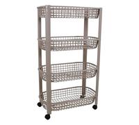 Libbi Lou Plastic Storage Trolley Unit with Wheels 4 Tier Utility Kitchen Cart, Office, Bathroom, Bedroom Storage Unit 78x46x26cm