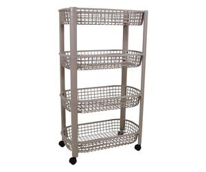 Libbi Lou Plastic Storage Trolley Unit with Wheels 4 Tier Utility Kitchen Cart, Office, Bathroom, Bedroom Storage Unit 78x46x26cm