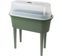 Libbi Lou Raised Garden Bed, Elevated Planter Box with Greenhouse Lid and Legs, Portable Container for Vegetables and Herbs, Green