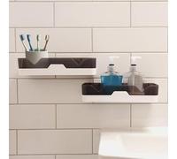Libbi Lou Set of 2 Wall Mounted Bathroom Shelf Organisers |Minimalistic White & Grey, Sturdy Bathroom Storage Rack | 36x22x39cm