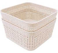 Libbi Lou Storage Baskets Woven Design Set of 6 (12 x 12cm) in Beige | Size: 12 x 12 cm Libbi Lou Beige 12 x 12 cm