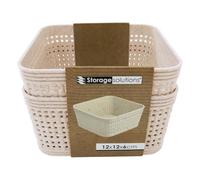Libbi Lou Storage Baskets Woven Design Stackable Plastic Organisers Homeware - Set of 6 (12 x 12cm)