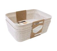 Libbi Lou Storage Baskets Woven Design Stackable Plastic Organisers - Set of 6 (19 x 14cm)