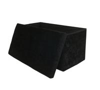 Libbi Lou Velvet Foldable Footstool/Ottoman Storage Box | 76 x 38 x 38 cm | Footstool for Home, Office or Bedroom | Store up to 40kg (Black)