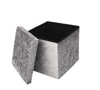 Libbi Lou Velvet Footstool Ottoman Storage Box 38x38x38cm in Grey | Size: 38 x 38 x 38 cm Libbi Lou Grey 38 x 38 x 38 cm
