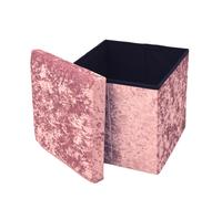 Libbi Lou Velvet Footstool Ottoman Storage Box 38x38x38cm in Pink | Size: 38 x 38 x 38 cm Libbi Lou Pink 38 x 38 x 38 cm