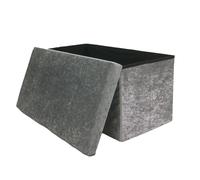 Libbi Lou Velvet Footstool Ottoman Storage Box 76x38x38cm in Grey | Size: 76 x 38 x 38 cm Libbi Lou Grey 76 x 38 x 38 cm