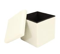 Libbi Lou White Teddy Boucle Foldable Footstool/Ottoman Storage Box| 38 x 38 x 38 cm | Ottoman for Home, Office or Bedroom | Store up to 20kg